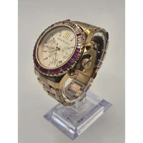 Michael Kors Everest Chronograph Gold-Tone Women's Watch MK5871 - Pink Crystals